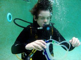 Practising replacing the mask on a Junior Open Water Course